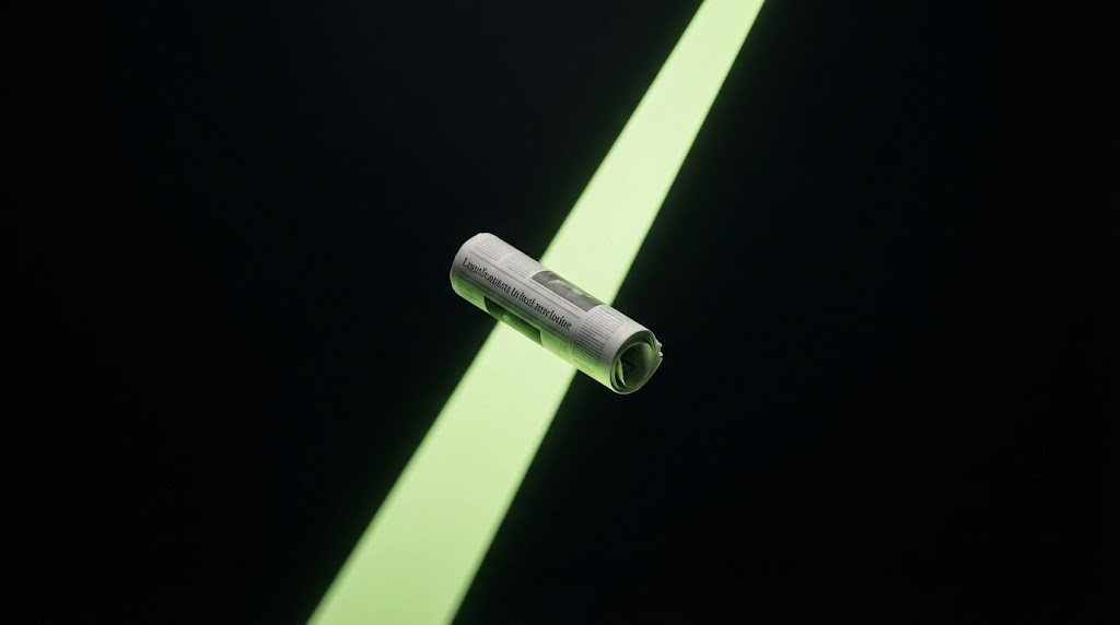 Editorial creative-tech visual for news positioning
